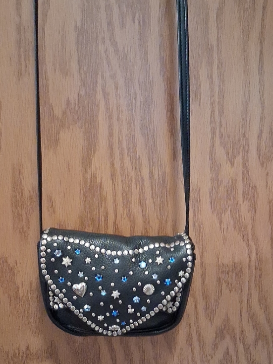 Vintage Handbags - Vintage Black Studded Crossbody Bag